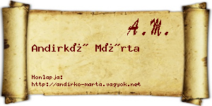 Andirkó Márta névjegykártya
