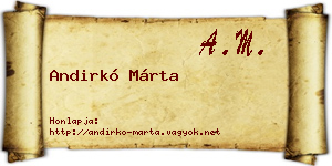 Andirkó Márta névjegykártya